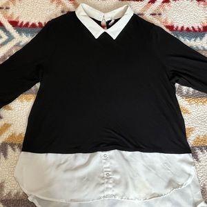 Collared Blouse - Black and White 🖤🤍